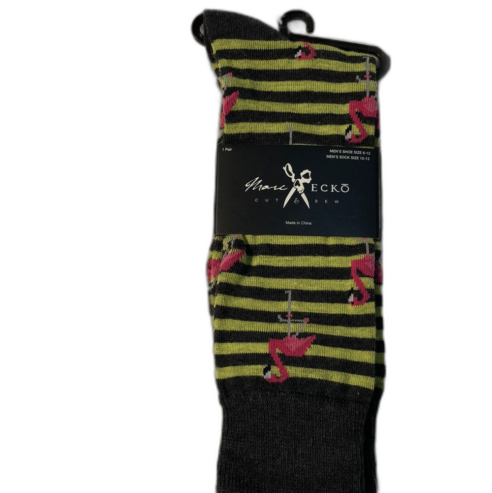 Marc Ecko Cut & Sew Mens Novelty Crew Socks Green Flamingo